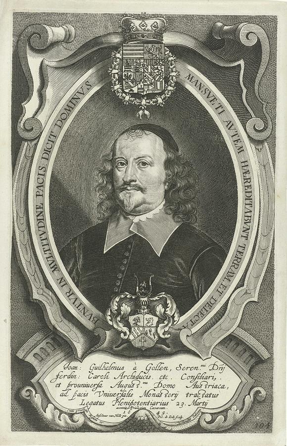 Portrait Of Johannes Wilhelm Von Gollen Pieter De Jode Ii After Anselm Van Hulle 1649 