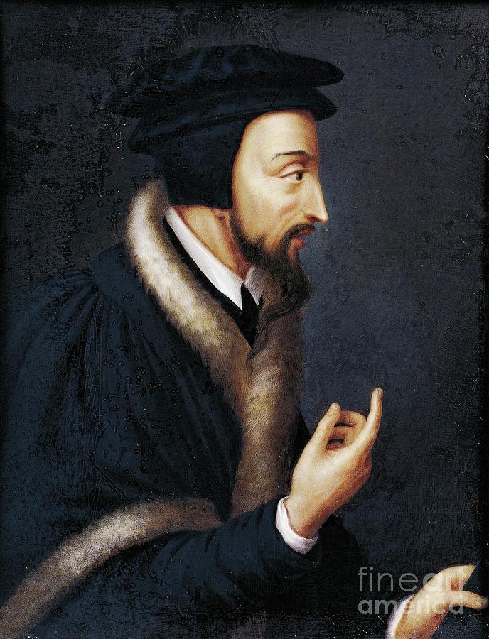 Portrait Of John Calvin, French Theologian And Religious Reformer, Miniature Painting by Jeanne Henriette Rath