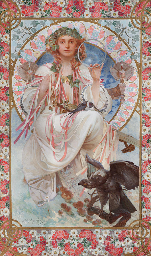 Portrait of Josephine Crane Bradley as Slavia  Painting by Alphonse Marie Mucha