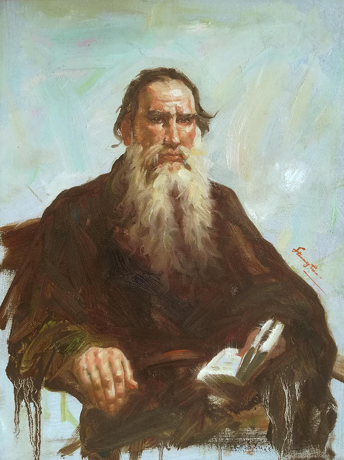 Portrait of Leo Tolstoy Painting by Hongtao Huang