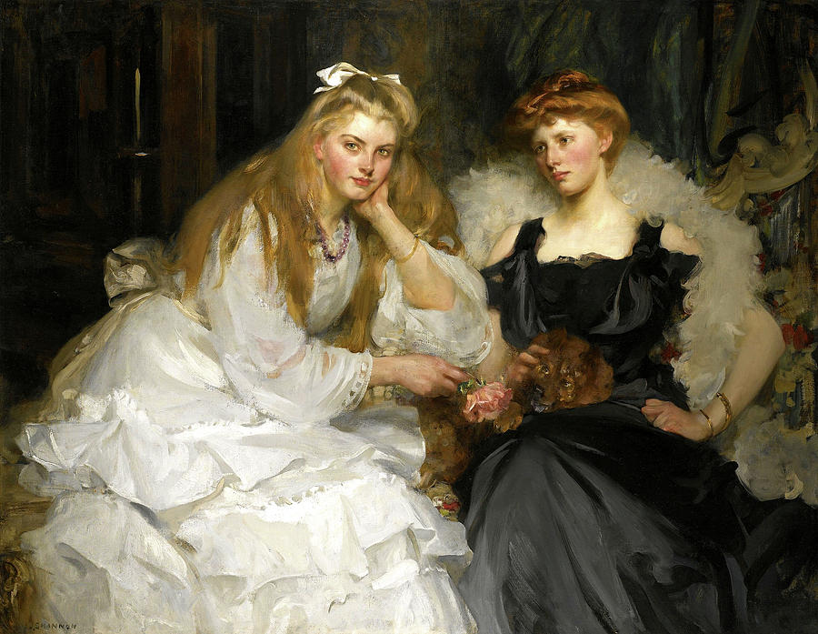 James Jebusa Shannon Painting - Portrait of Lorna and Dorothy Bell sisters of W Heward Bell Esq by Sir James Jebusa Shannon
