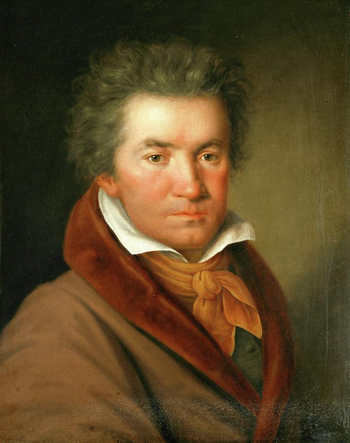 Portrait of Ludwig van Beethoven -1770 - 1827- German composer and pianist., Artist unknown. Painting by Album