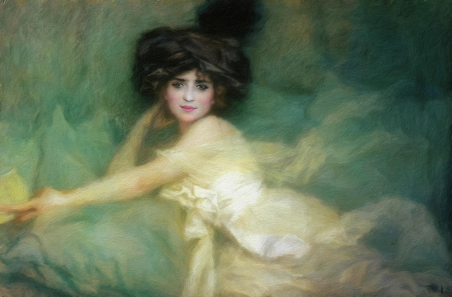 Portrait Of Mademoiselle Carlier Painting by Lucien Levy-Dhurmer