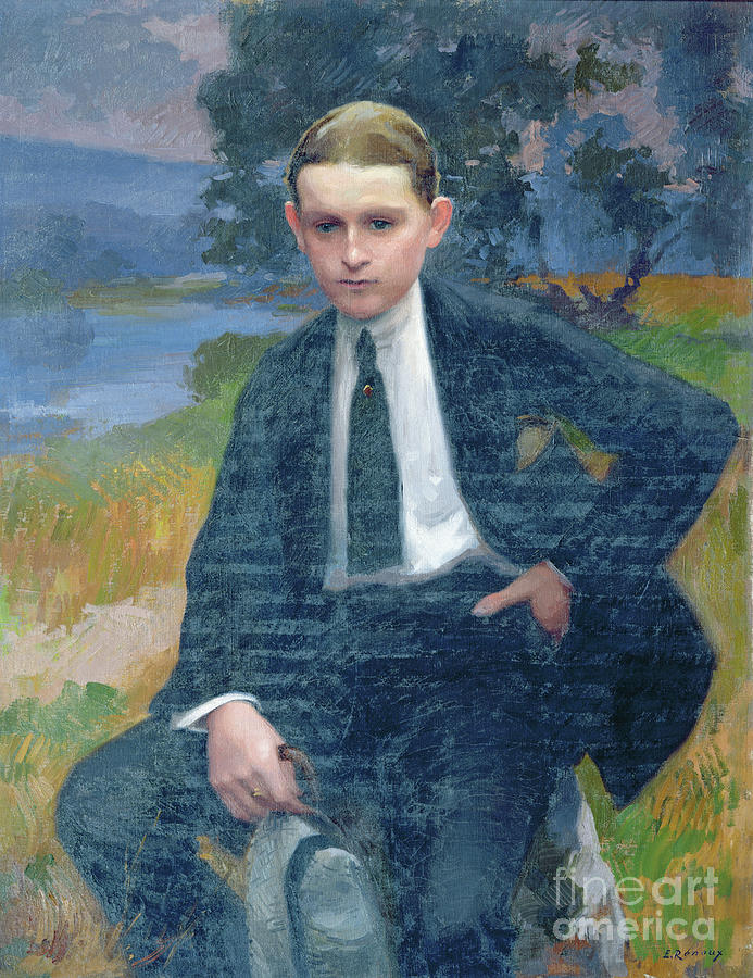 Portrait Of Marcel Renoux Aged About 13 Or 14 Painting by Jules Ernest Renoux