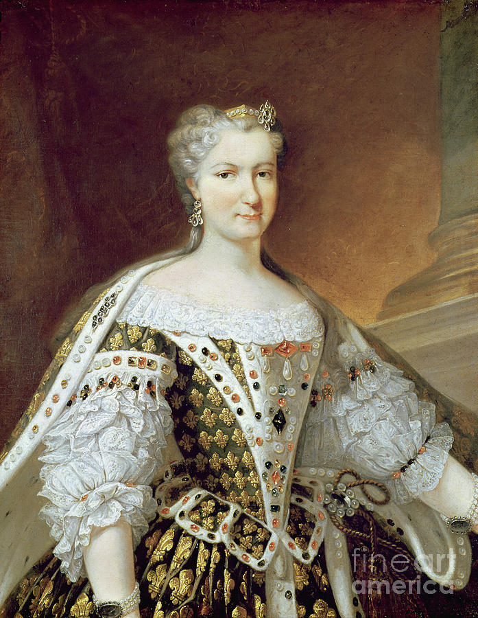 Lace Painting - Portrait Of Maria Leszczynska, Queen Of France And Navarre by Carle Van Loo