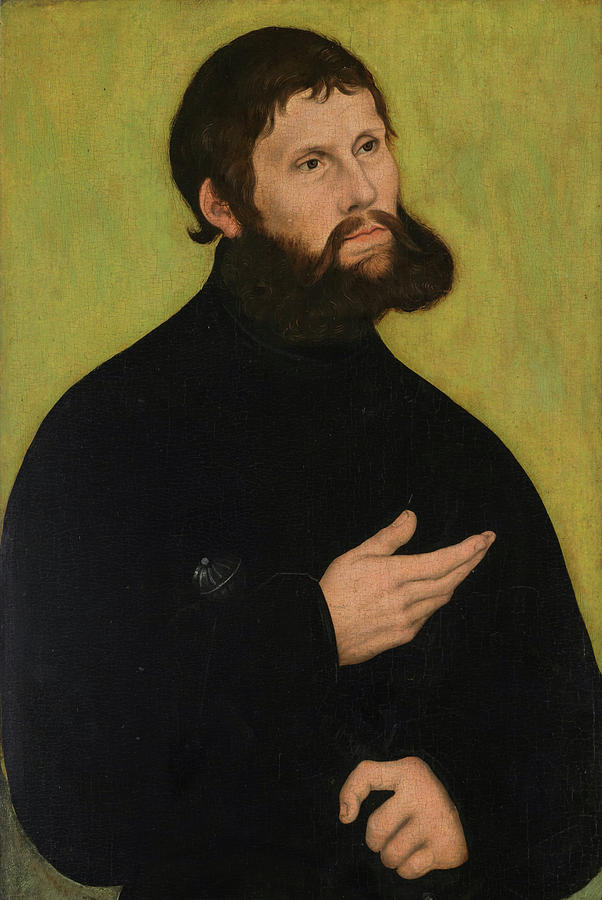 Portrait of Martin Luther as Junker Jorg Painting by Lucas Cranach the ...