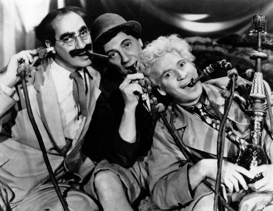 Groucho Marx Photograph - Portrait Of Marx Brothers Smoking Hookah : A Night In Casablanca by Globe Photos