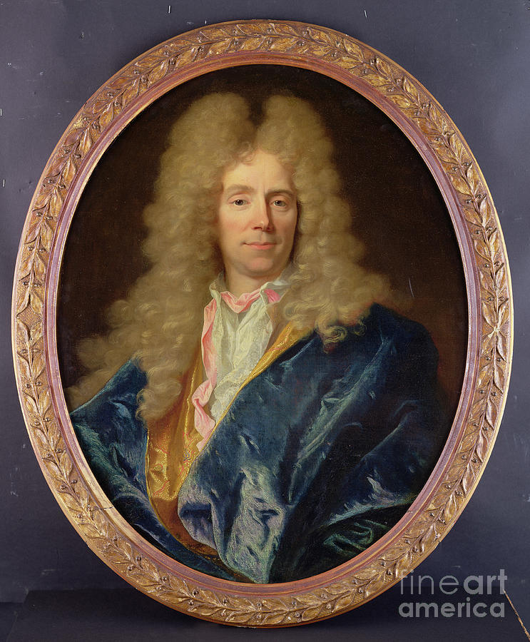 Oval Painting - Portrait Of Michel Begon The Younger by Hyacinthe Rigaud
