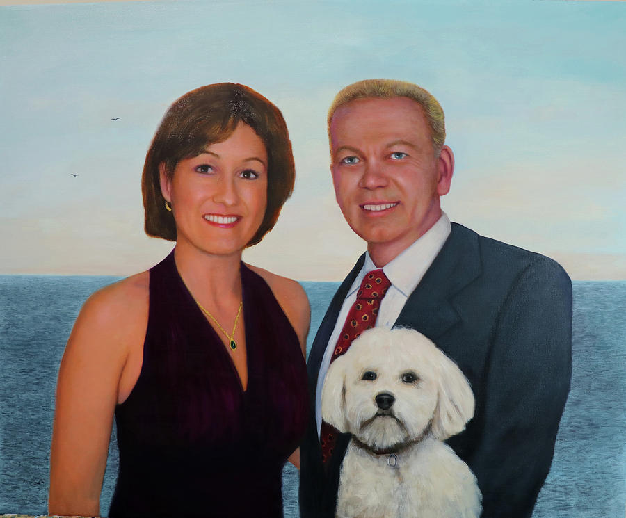 Portrait of Michele, Bob, and Abby Painting by Richard Barone