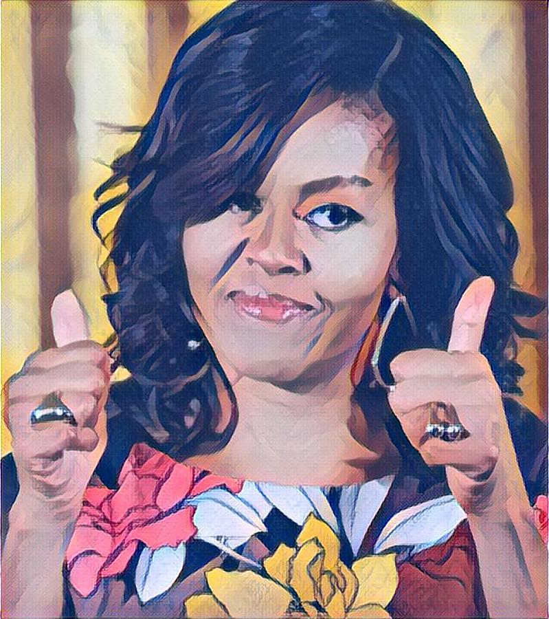 portrait of Michelle Obama Digital Art by Ana - Pixels