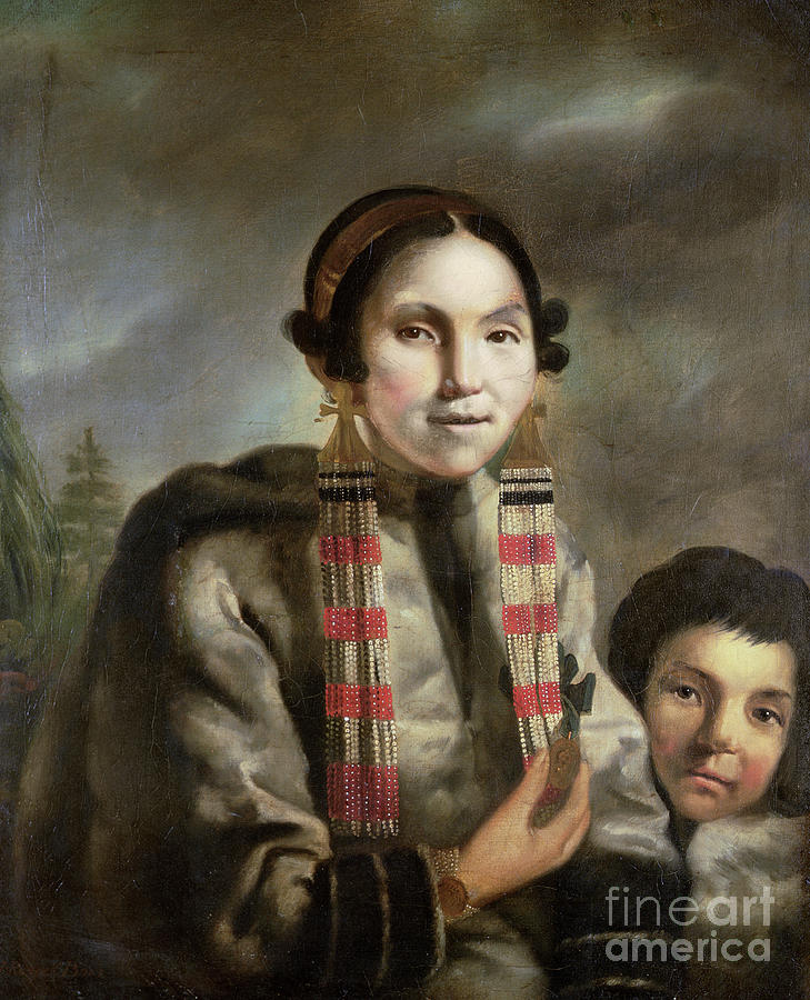 Portrait Of Micoc And Her Son Tootac, C.1769 Painting by John Russell