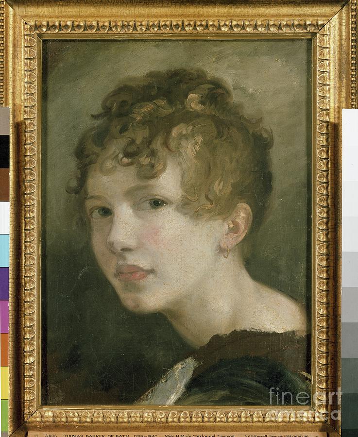 Portrait Painting - Portrait Of Miss H.m. De Cardonnel Lawson, 19th Century by Thomas Barker Of Bath