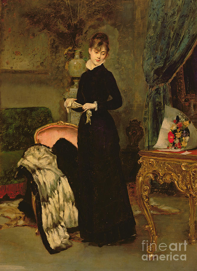 Portrait Of Mlle. De Rohan Painting by Alfred Emile Stevens