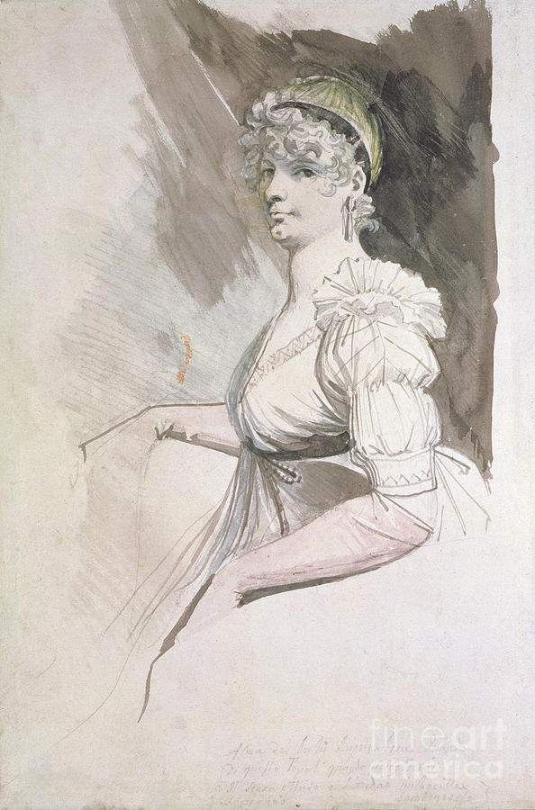 Portrait Of Mrs Fuseli, Circa 1798 Watercolor Over Pencil Painting by Henry Fuseli