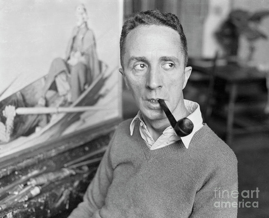 Portrait Of Norman Rockwell Smoking Photograph by Bettmann