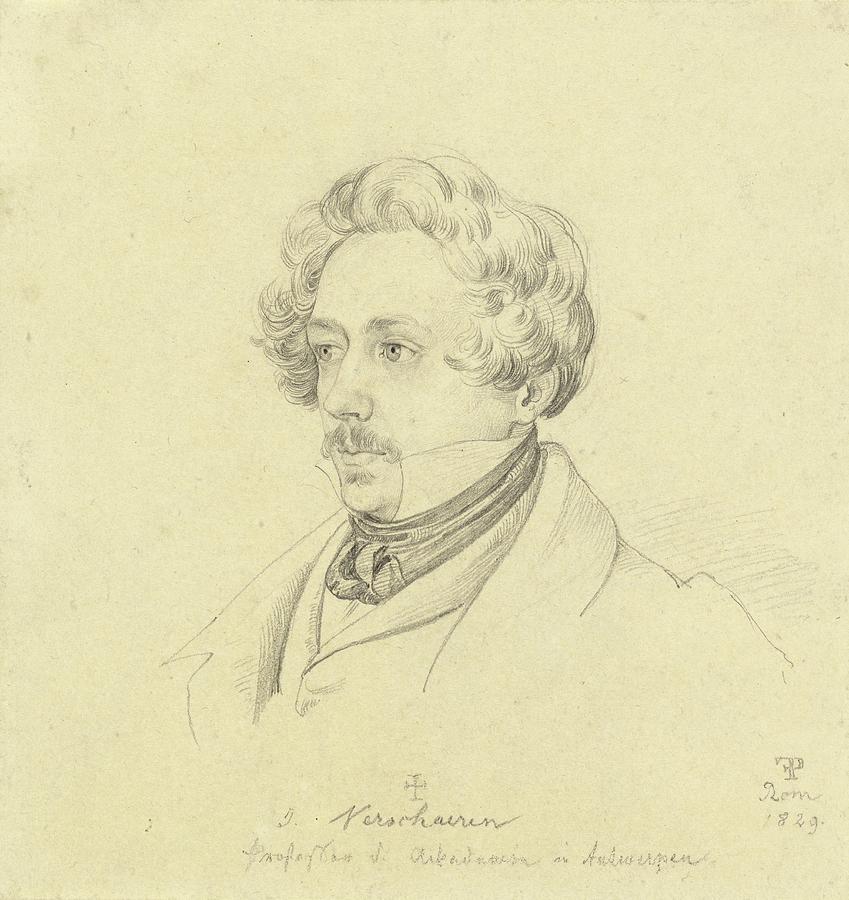 Portrait Of Painter Jan Antoon Verschaeren Drawing by Friedrich Preller ...