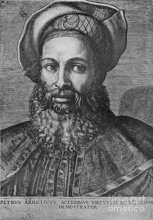 Portrait Of Pietro Aretino C 1517 Drawing by Print Collector