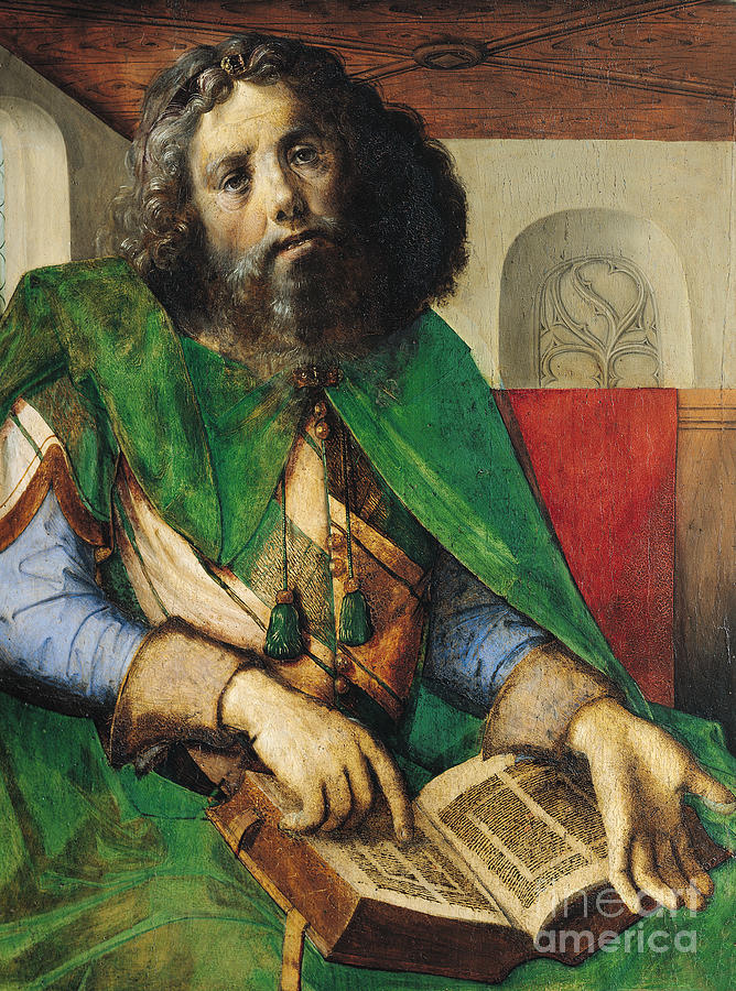 Portrait Of Plato, Oil On Panel Painting by Joos Van Gent