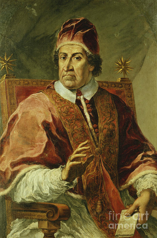 Portrait Of Pope Clement Xi, Seated Half Length, Wearing Papal Robes ...