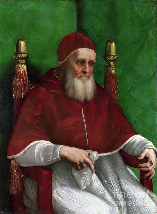 Portrait Of Pope Julius II, 1511 (oil On Panel) Painting by Raphael