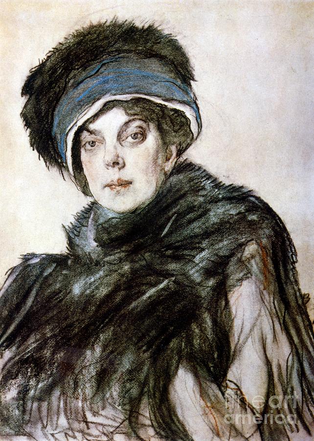Portrait Drawing - Portrait Of Princess Olga Orlova, 1911 by Valentin Aleksandrovich Serov