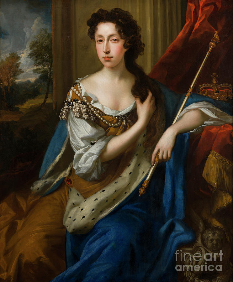 Portrait Of Queen Mary II Of Modena Painting by John Riley