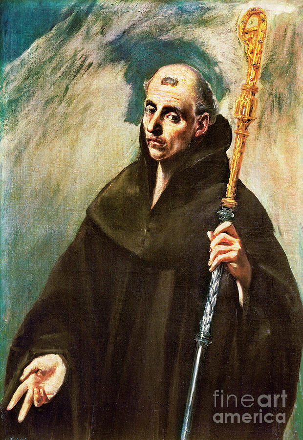 Portrait Of Saint Benedict Of Nursia, 1577 - 1579 Painting By El Greco ...