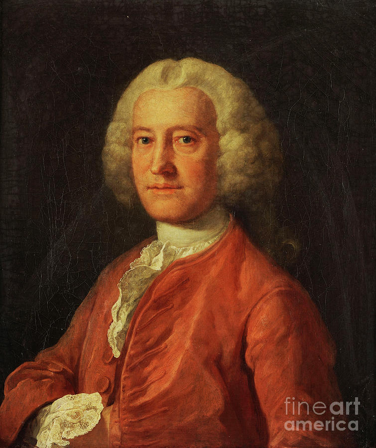 Portrait Of Samuel Martin, Bust Length, In A Pink Coat, White Stock And ...