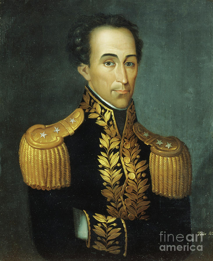 Portrait Of Simon Bolivar, 1831 Painting by Jose Anselmo Yanez - Fine ...