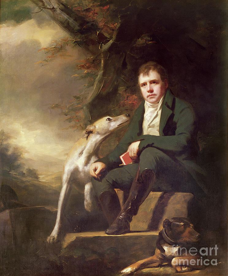 Portrait Of Sir Walter Scott And His Dogs Painting by Henry Raeburn