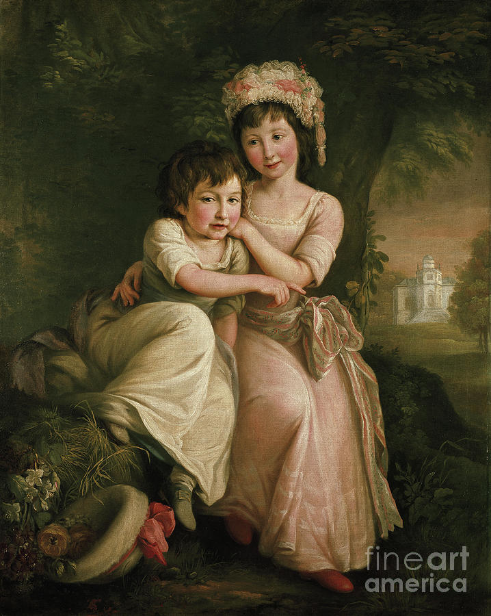 Portrait Of Stephen Peter And Mary Anne Rigaud As Children Painting by John Francis Rigaud