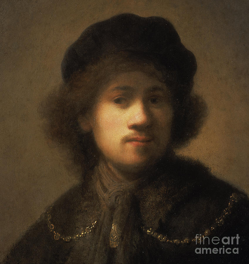 Portrait of the artist as a young man Painting by Rembrandt Harmensz van Rijn