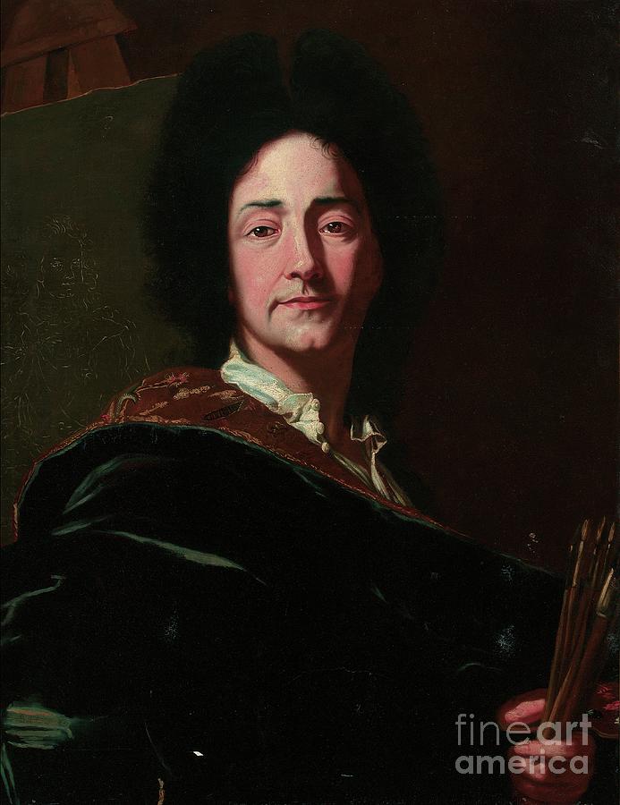 Brush Painting - Portrait Of The Artist by Hyacinthe Rigaud