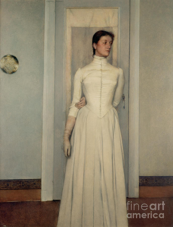 Portrait Of The Artists Sister, Marguerite Khnopff, 1887 Painting by Fernand Khnopff
