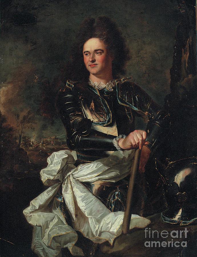 Portrait Painting - Portrait Of The Comte Devreux, With A Marshals Baton And The Sash Of The Order Of The Saint Esprit by Hyacinthe Rigaud