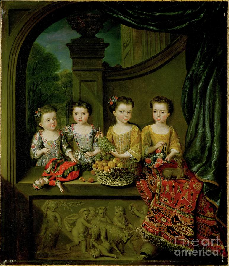Still Life Painting - Portrait Of The Daughters Of Sir Matthew Decker, Bt., 1718 by Jan Van Meyer