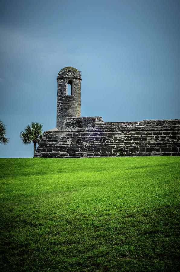 Portrait of the East Tower of the Castillo de San Marcos in St. Augustine Florida Photograph by Tammy Ray