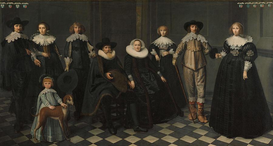Portrait of the Family of Dirck Bas Jacobsz, Burgomaster of Amsterdam. Painting by Dirck Dircksz van Santvoort