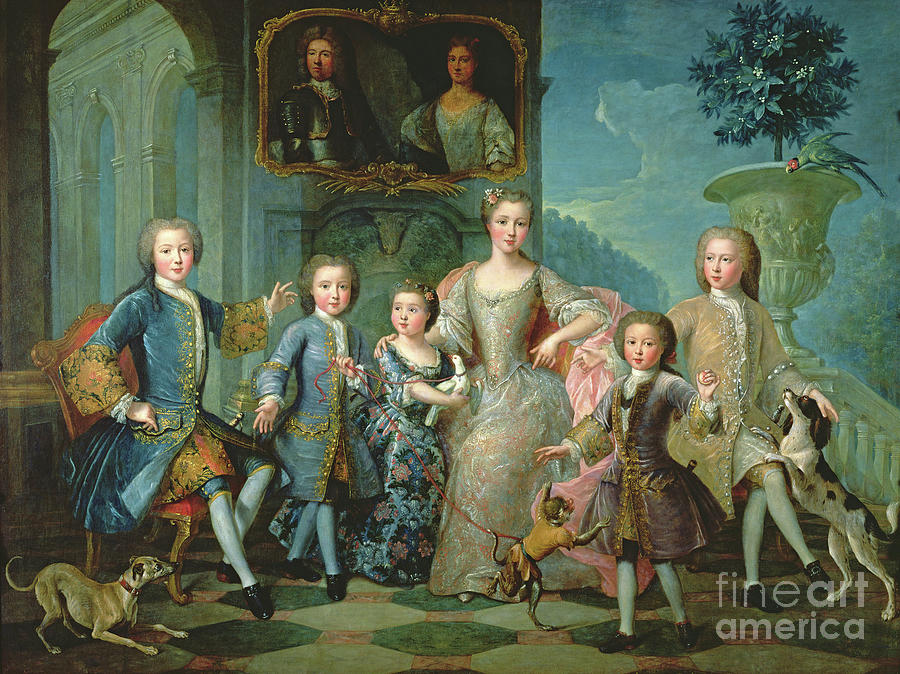 Dove Painting - Portrait Of The Family Of The Duke Of Valentinois by Pierre Gobert