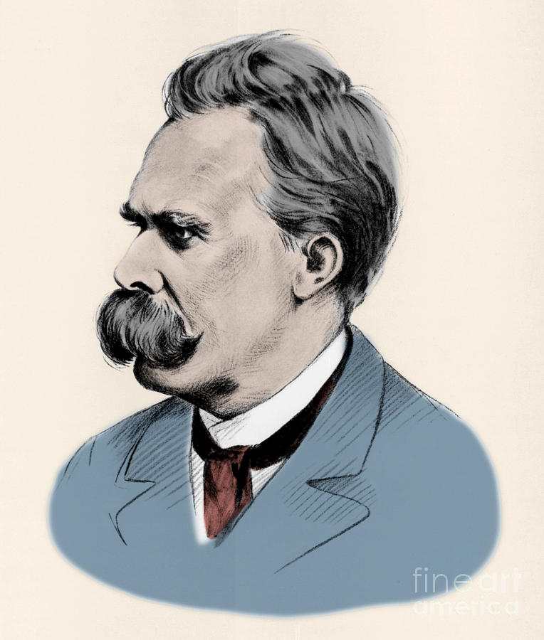 Portrait Of The German Philosopher Friedrich Nietzsche Drawing by European School