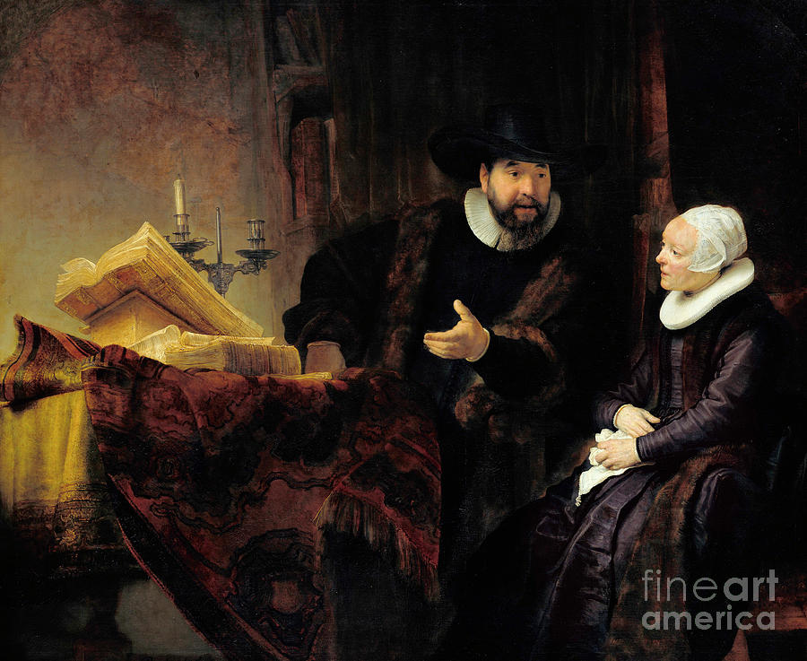 Portrait of the Mennonite Preacher, Cornelius Claesz Anslo and his wife, Aaltje Gerritsdr Shouten, 1 Painting by Rembrandt Harmensz van Rijn