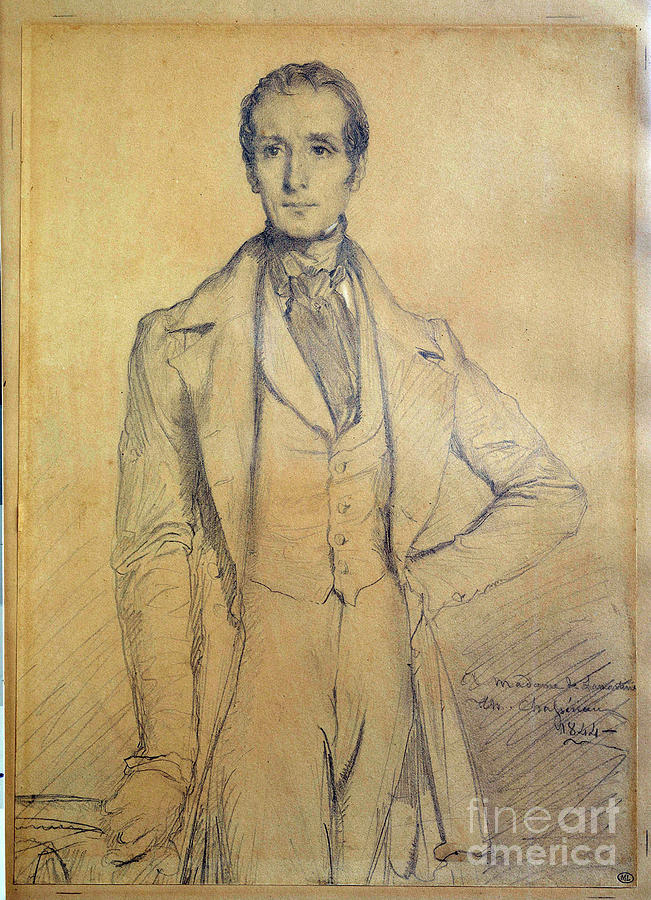 Portrait Of The Poet Alphonse De Lamartine Painting by Theodore