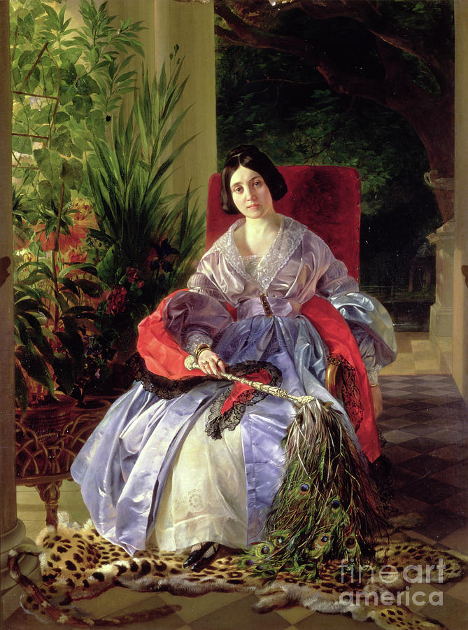 Portrait Of The Princess Elizavetta Pavlovna Saltykova Painting by Karl Pavlovich Bryullov