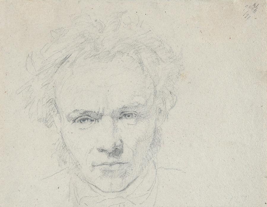 Portrait Of The Sculptor Hermann Ernst Freund Drawing by Christen Kobke