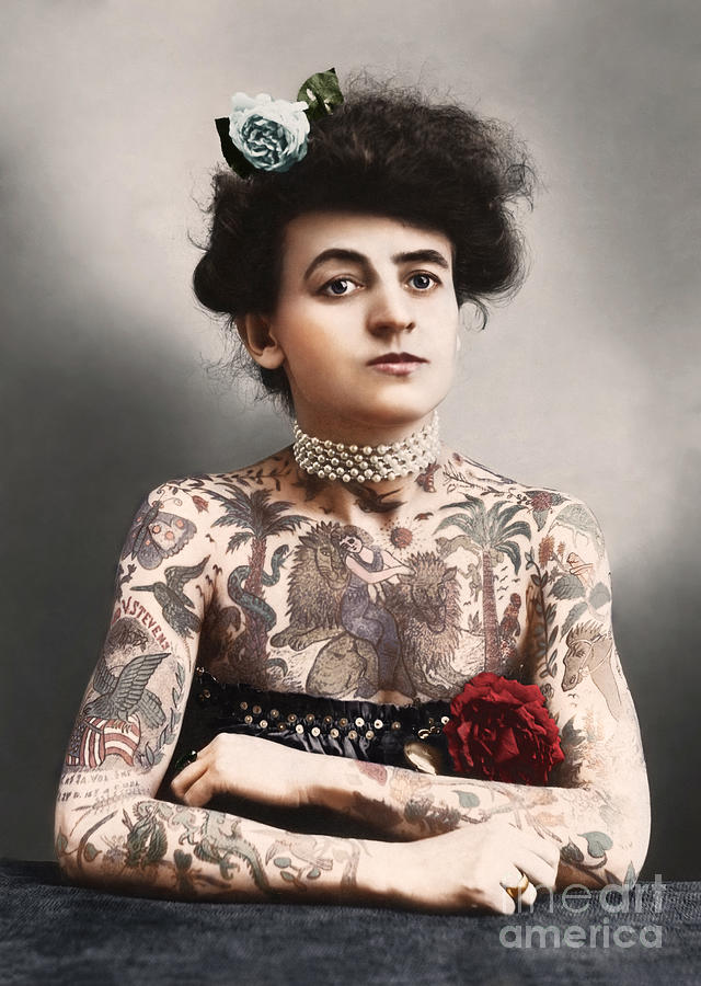 Portrait Of The Tattoo Artist Maud Wagner, 1907 Photograph by English