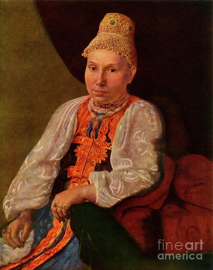 Portrait Of The Wife Of Obraztsov Drawing by Print Collector