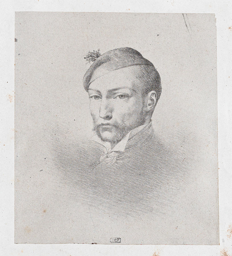 Portrait of Theodore Gericault Drawing by Leon Cogniet