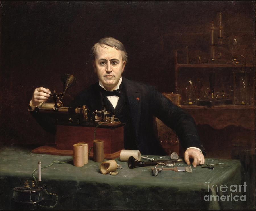 Portrait Of Thomas Alva Edison Painting by Abraham Archibald Anderson