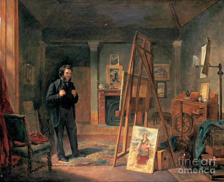 Portrait Of Thomas Faed In His Studio Drawing by Print Collector