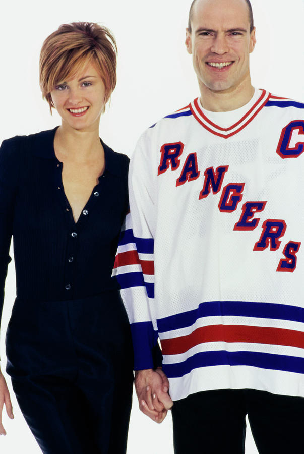 Portrait Of Trish Goff And Mark Messier Photograph by Arthur Elgort